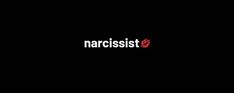 the word narcisst on a black background with red and white letters in it