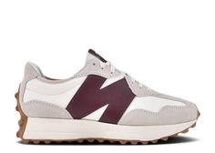 Wmns 327 'White Dark Red' - New Balance - WS327KA - white/light grey/dark red | Flight Club New Balance 327 White, Flight Club, New Balance 327, Red Outfit, Latest Shoes, New Balance Shoes, New Balance Sneaker, Brooks Sneaker, Dark Red