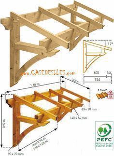 the wooden structure is shown with measurements