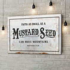 Faith as small as a mustard seed can move mountains wall art decor Youtube Promotion, Bible Verse Wall Decor, Inspirational Canvas Art, Matthew 17, Christian Canvas, Youth Room, Bible Stuff, Religious Wall Decor, Mountain Canvas