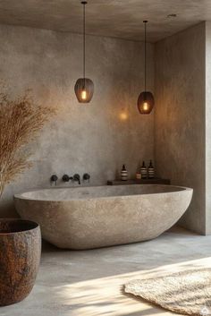 a large bath tub sitting in the middle of a bathroom