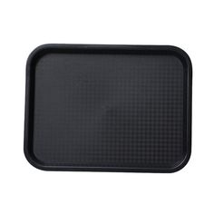 an empty black tray on a white background