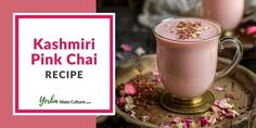 two glasses filled with pink chai on top of a table