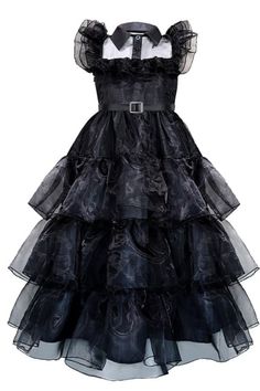 Color: Addams Black Tulle Dress, Size: 6 Dancing Queen Costume, Black Ball Dress, Wednesday Dance, Gaun Tulle, Wednesday Costume, Wednesday Addams Dress, Addams Dress, Wednesday Addams Costume, Black Tulle Dress