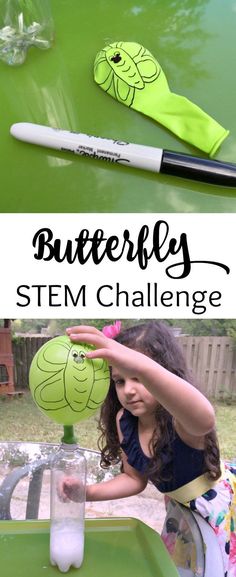 A fun STEM Challenge for Kids! Caterpillar to Butterfly Science Activity with Balloons! See how to create your own science experiment for hours of fun with items from around the house! Butterfly Science Activities, Vetenskapliga Experiment, Caterpillar To Butterfly, Science Experiments Kids Preschool, Caterpillar Butterfly, Butterfly Science, Toddler Science Experiments, Easy Stem, Butterflies Activities