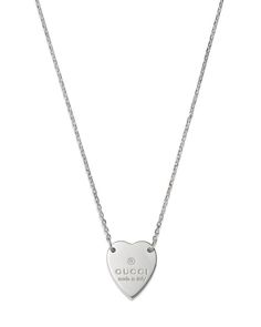 Gucci Sterling Silver Engraved Trademark Heart Necklace, 18" | Bloomingdale's Jewelry Png, Gucci Necklace, Gucci Jewelry, Buy Gucci, Jewelry Essentials, Engraved Necklace, Silver Pendant Necklace, Metal Color, Free Jewelry