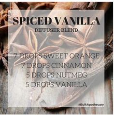 Aromatherapy Recipes, Vanilla Essential Oil, Diffuser Blend