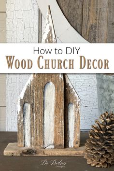 how to DIY - Rustic Wood Church Décor Trendy Diy Wood Projects, Wood Scrap Projects Diy Home Decor, Diy Wooden Crafts Home Decor, Scrap Pieces Of Wood Projects, Wood Projects For Craft Shows, Wood Church Craft, Spare Wood Projects Diy, Diy Scrap Wood Christmas Projects, Wooden Church Diy