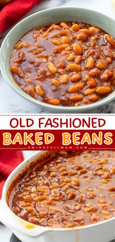 This summer BBQ side dish recipe is a classic! Your Labor Day party food ideas won't be complete without the BEST homemade baked beans. Complete with bacon in a sweet and savory sauce, these old-fashioned baked beans from scratch are so good! Slow cooker directions included! Great Northern Baked Beans Recipe, Homemade Bbq Baked Beans, Savory Baked Beans Recipe, Summer Baked Beans, Amish Baked Beans, Baked Beans No Meat, Homemade Baked Beans Crockpot, Sweet Baked Beans Recipe, Easy Baked Beans From Canned Beans