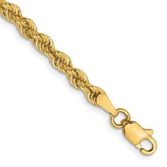 14k Yellow Gold 3.0mm Solid Rope Chain Gold Rope Chains, Rope Design, Fine Jewelry Bracelets, Ankle Bracelets, Rope Chain, Chain Styles, Chain Bracelet, Jewelry Stores, Ring Earrings