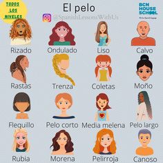 an image of spanish people with different hair colors and hairstyles on the faces