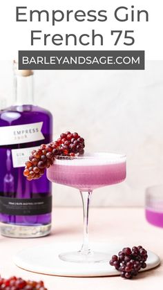 an image of a drink with berries on the rim and text that reads, how to make your own empress gin french 75