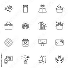 gift boxes and presents line icons