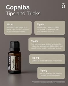 Essential Oils Properties, Copaiba Essential Oil, Doterra Recipes, Essential Oil Education, Essential Oil Combinations, Essential Oils Guide