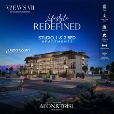 an advertisement for the redefined studio 1 and 2 bed apartments in las angeles