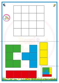 the printable puzzle is shown with different colors and shapes