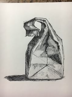 an ink drawing of a jug on paper