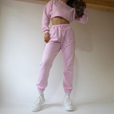 Baby Pink High Waisted Joggers Loungewear - Etsy Australia Pink Relaxed Fit Joggers For Athleisure, Sporty Pink Joggers For Lounging, Pink Relaxed Fit Activewear For Leisure, Pink Athleisure Sweats For Leisure, Trendy Pink Sweats For Leisure, Trendy Pink Leisure Sweats, Trendy Pink Sweatpants For Lounging, Pink Athleisure Sweatpants For Lounging, Sporty Pink Joggers With Elastic Cuffs