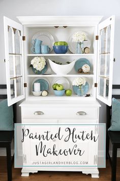 painted hutch makeover with justagina and her blog