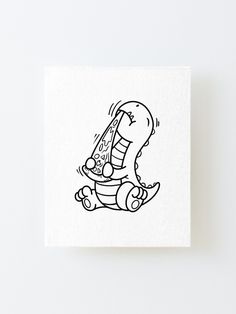 a black and white drawing of a cartoon character sitting on the ground with his legs crossed