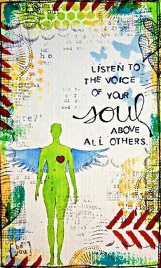 a card with an image of a man and the words listen to the voice of your soul above all others