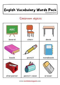 an english word worksheet with pictures and words