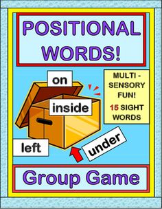 a poster that says positional words on inside and outside the box with an image of a