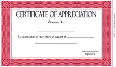 a certificate for appreciation to someone in the office or school with an image of a red border