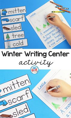 winter writing center activity for kids to practice their handwriting and spelling skills with the letter g