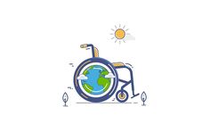 an image of the earth in a wheel chair