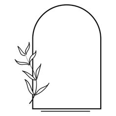 a black and white line drawing of an arch with a plant growing out of it