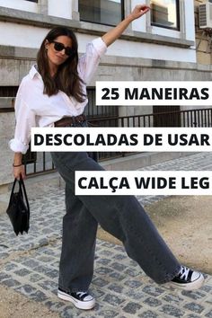 Calcas Wide Leg, Wide Legs Black Jeans Outfit, Calças Wide Leg Jeans, Wide Leg Jeans And Converse Outfit, Calca Jeans Wide Leg, Look Calça Jeans Wide Leg, Pantalon Wide Leg Outfit, Look Com Calça Wide Leg Jeans, Look Com Wide Leg Jeans