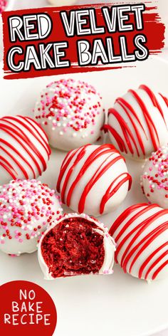 red velvet cake balls on a white plate