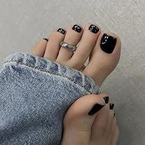 Short Toenails, Toe Nails Summer, Black Toe Nails, Press On Toenails, Summer Toe Nails, Press Ons, Nails Summer