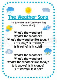 the weather song is shown in blue and white