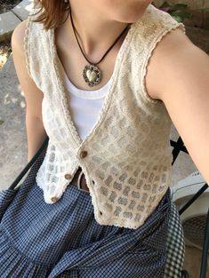 Plaid Dress Fall Outfit, Jean And Vest Outfit, Vest And Maxi Skirt Outfit, Outfits With Green Vest, Grandma Vest Outfit, Styling Plaid Skirt, Fall Outfits With Vest, Dress With Vest Outfit, Long Skirt Styling Ideas