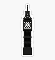 the big ben clock tower in london england sticker on a white background with black outline