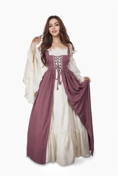 Lasaky - Halloween Renaissance Role-Playing Costume Long Dress Medieval Outfit, Vintage Party Dresses, Dress With Corset, Old Fashion Dresses, Medieval Costume, Flare Long Sleeve, Medieval Clothing, Medieval Dress, Vestidos Vintage