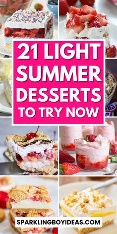 Looking for refreshing summer desserts? Try these delicious and easy summer dessert ideas! From fruity popsicle recipes to summer cakes like lemon cakes, and strawberry cakes, these summer treats are perfect for any summer occasion. Whether you're hosting a backyard BBQ or just looking for a sweet treat to cool down with, these summer recipes are sure to hit the spot. Don't miss out on the best summertime desserts of the year! Summer Picnic Desserts, Summer Bbq Desserts, Summer Dessert Ideas, Summer Party Desserts, Quick Summer Desserts, Light Summer Desserts, Cookout Desserts, Summer Fruit Desserts, Easy Summer Dessert Recipes