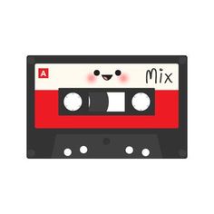 a red and black cassette tape with the words your baby is the size of a mixed tape