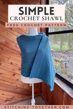 A simple crochet wrap pattern for a beautiful rectangle shawl, ideal for beginners or anyone looking for a  prayer shawl or stylish accessory. Crochet Shawl Pattern Free Dk Yarn, One Skein Shawl Crochet, Crochet A Shawl, Crochet Shawl Free Pattern, Free Crochet Shawl Patterns, Easy Crochet Shawl, Rectangle Shawl, Shawl Free Pattern, Prayer Shawl Patterns