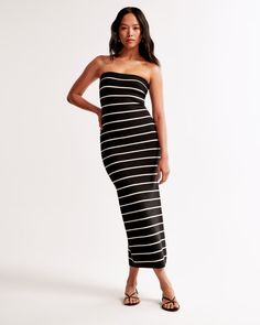 Women's Strapless Midi Sweater Dress | Women's Dresses & Jumpsuits | Abercrombie.com White Smocked Dress, Silky Maxi Dress, Anchor Dress, Plunge Midi Dress, Skort Dress, Midi Sweater Dress, Abercrombie And Fitch Dresses, Long Slip Dress, Strapless Midi Dress