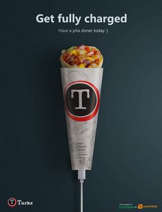 an advertisement for the pi movie called get fully charged, with a large pile of candy in it