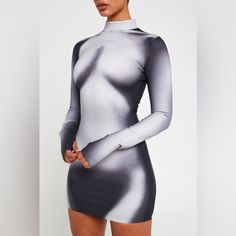 Never Worn! Thermo Dress, White High Neck Mini Dress For Night Out, White Fitted High Neck Bodycon Dress, White High Neck Fitted Bodycon Dress, White Fitted High Neck Mini Dress, White Fitted High Neck Midi Dress, Luxe To Kill, Mini Bodycon Dress, Bodycon Mini Dress