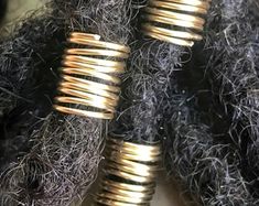 EclecticVibeBoutique | Etsy Black Hair Locks, Gold Hair Rings, Loc Coils, Braid Rings, Braid Cuffs, Braids Locs, Braid Accessories