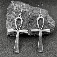 Gothic Silver Color Ank Cross Earrings Ankh Earrings, Halloween Basket, Halloween Baskets, Punk Earrings, Script Writing, Gothic Earrings, Cross Earrings, Earrings Color, Model Poses