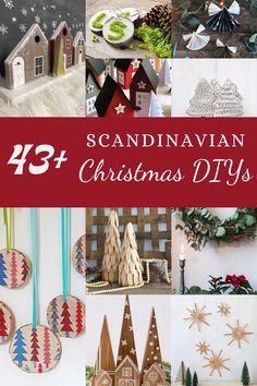 christmas decorations and crafts with text overlay that reads, scandinavian christmas diy's