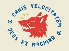 a red and blue logo with the words canis velocittenn jesus ex machina