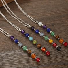 7 Chakra Beaded Pendant Necklace 7 Chakras Necklace, Acrylic Nails Almond Shape, Chakra Beads, Diy Jewelry Projects, Chakra Pendant, Beaded Necklace Diy, Chakra Jewelry, Almond Shape, Live Healthy