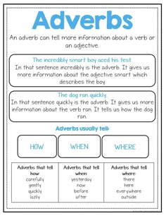 the adverbs worksheet for students to learn how to use adverbs